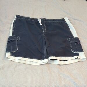 Alki'i Men's Swim Trunks - Navy and White